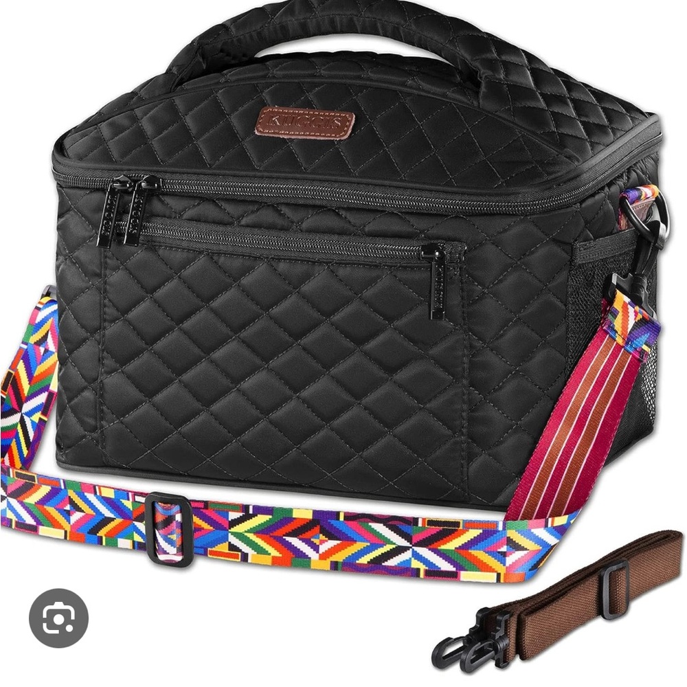 NWT Kuggis - Quilted Black Insulated Lunch Bag - 14 L x 9 W x 7 H inches